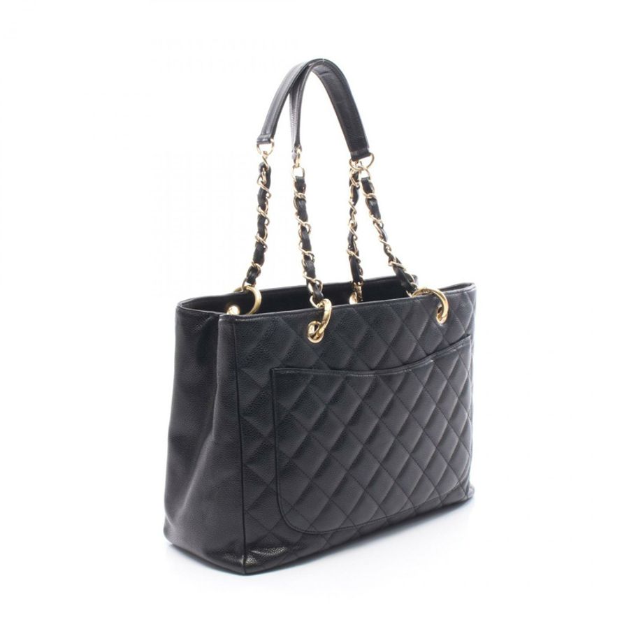 香奈兒 (CHANEL) Matelasse Grand Shopping GST 手提包，粒面小牛皮，黑色，二手，女士-1
