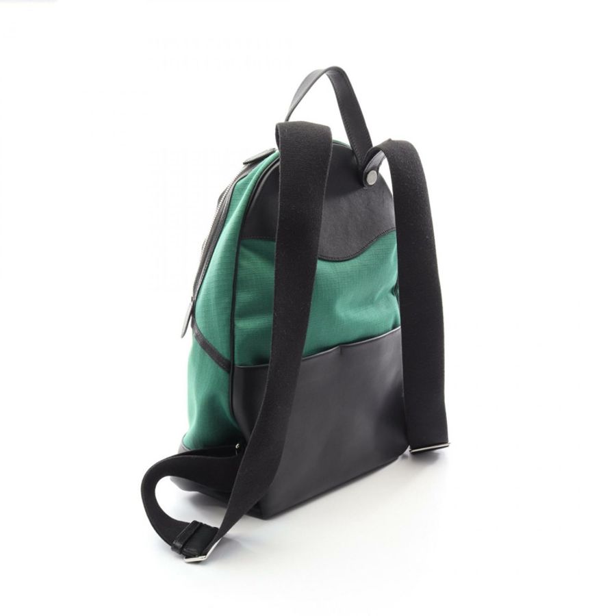 愛馬仕 Sac a Dos Allback 雙肩包帆布皮革綠色 SHW 二手 U-1