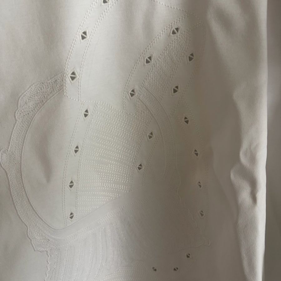 Hermes 100% 純棉傘狀白色刺繡上衣-5