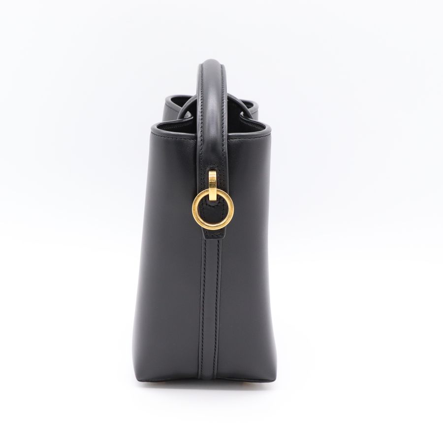 YSL Le 37 Mini 黑色 亮面 牛皮 復古金扣 手提包 斜背包-4
