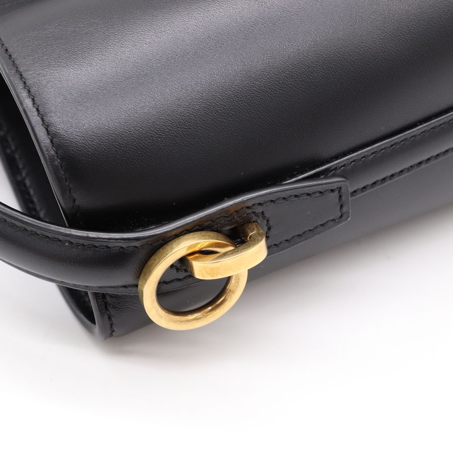YSL Le 37 Mini 黑色 亮面 牛皮 復古金扣 手提包 斜背包-12