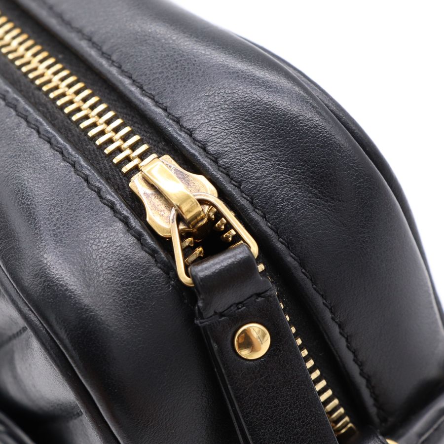 YSL 黑色 牛皮 金字 拉鍊 相機包 斜背包 761554-15