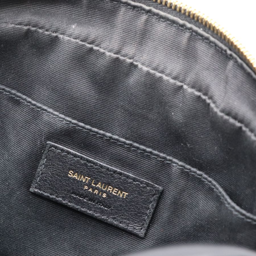 YSL 黑色 牛皮 金字 拉鍊 相機包 斜背包 761554-18