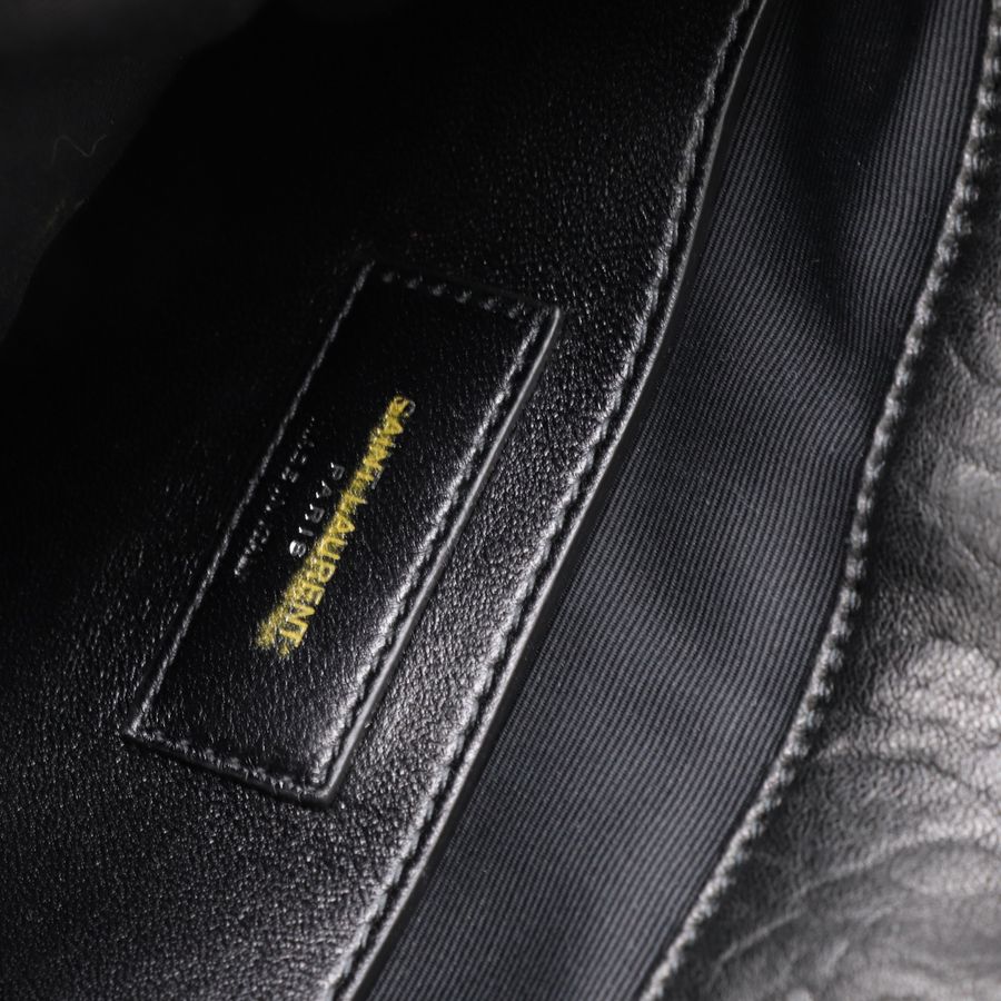 YSL Niki 黑色 銀字 羊皮 翻蓋 郵差包 斜背包 背帶可調節776611-15