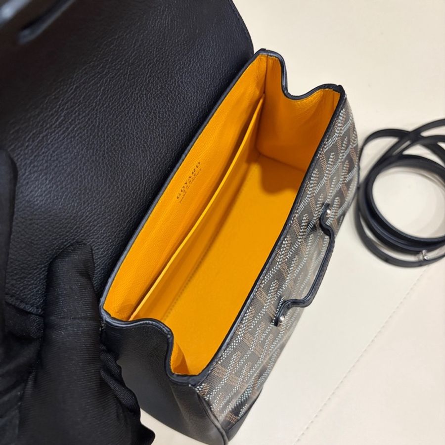 高雅德/Goyard  Saïgon mini 黑色西貢斜挎包手提包-7