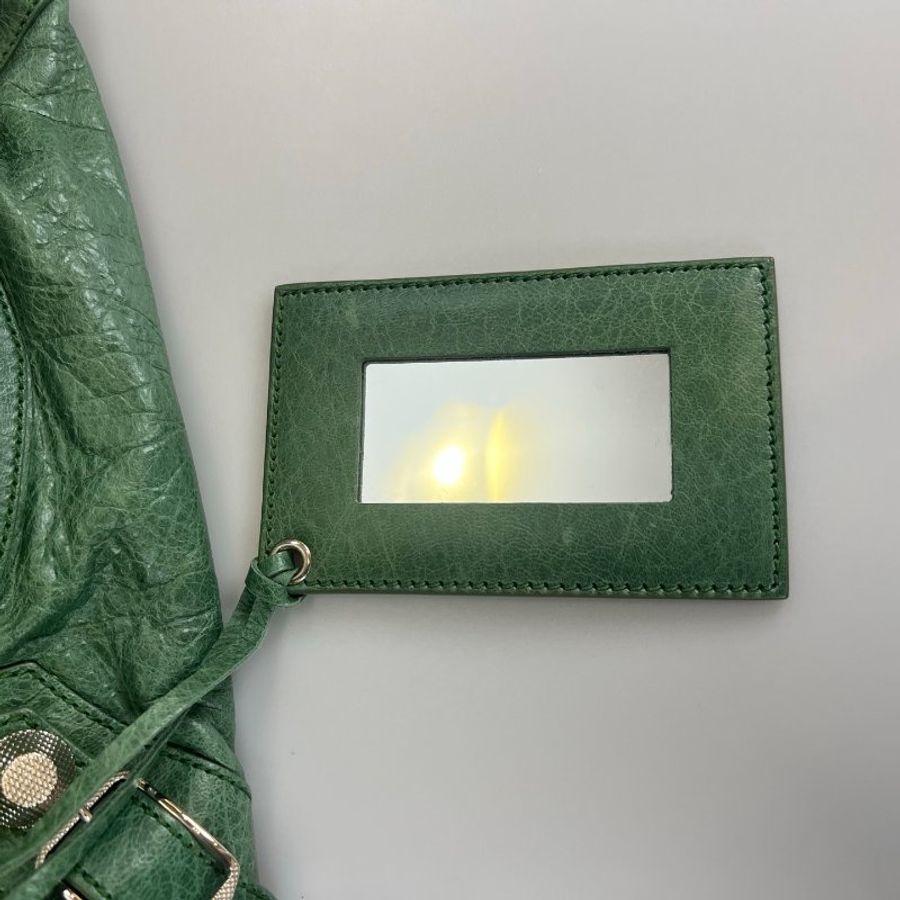 BALENCIAGA 173084 綠銀扣機車包 中號-14