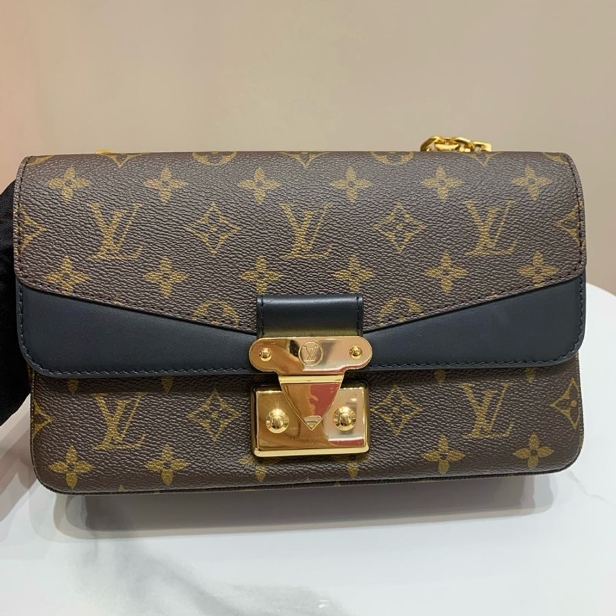 LV路易威登 馬爾索老花拼黑色鏈條包單肩包斜挎包 芯片款，-1
