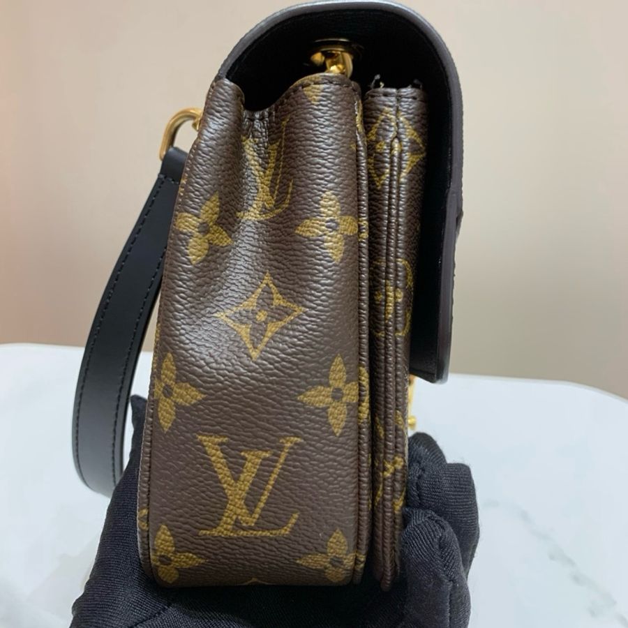 LV路易威登 馬爾索老花拼黑色鏈條包單肩包斜挎包 芯片款，-6