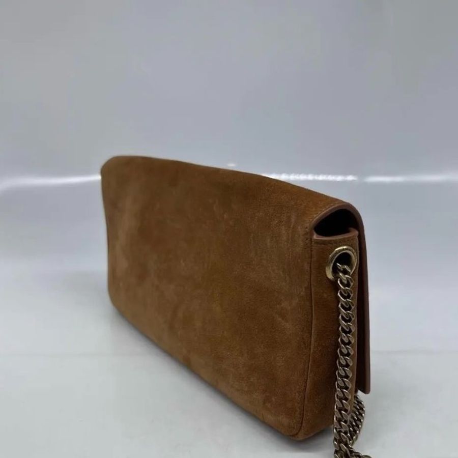 Saint Laurent 凱特流蘇麂皮 肉桂粽 26*13.5*4.5 cm 98新配件塵袋-2