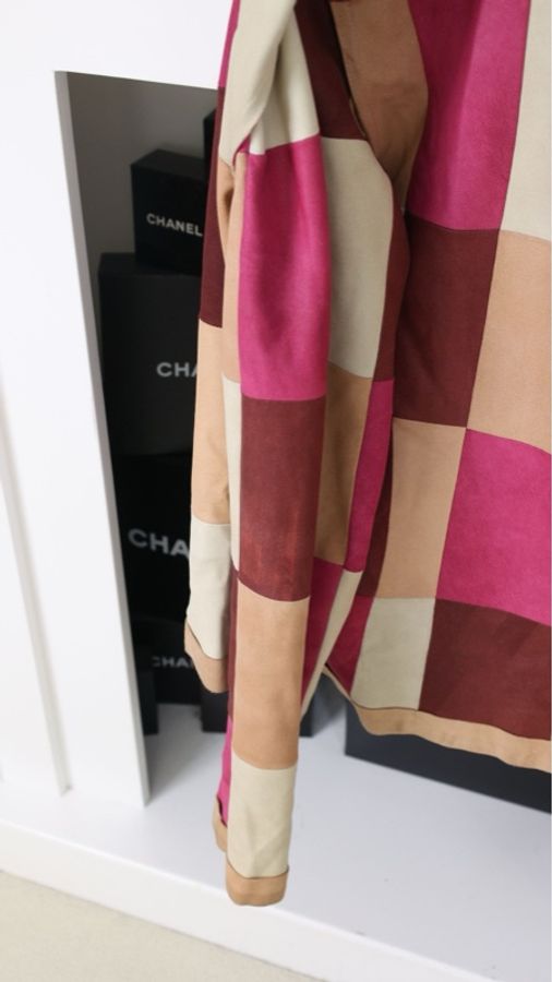 Chanel 00年彩色麂皮格纹银扣夹克上衣外套-10