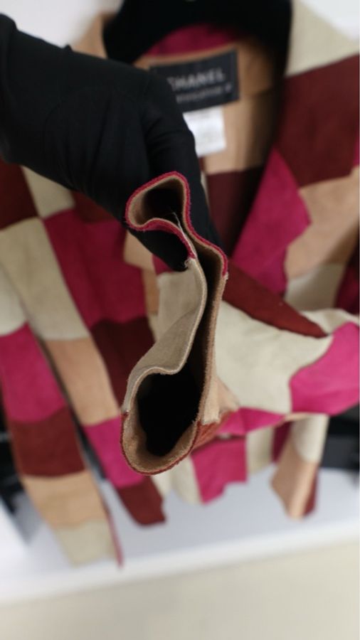 Chanel 00年彩色麂皮格纹银扣夹克上衣外套-11
