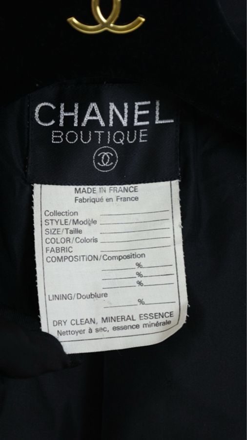 Chanel 90年秀款黑色翻领珍珠两口袋外套半裙套装FR38 24.5-40
