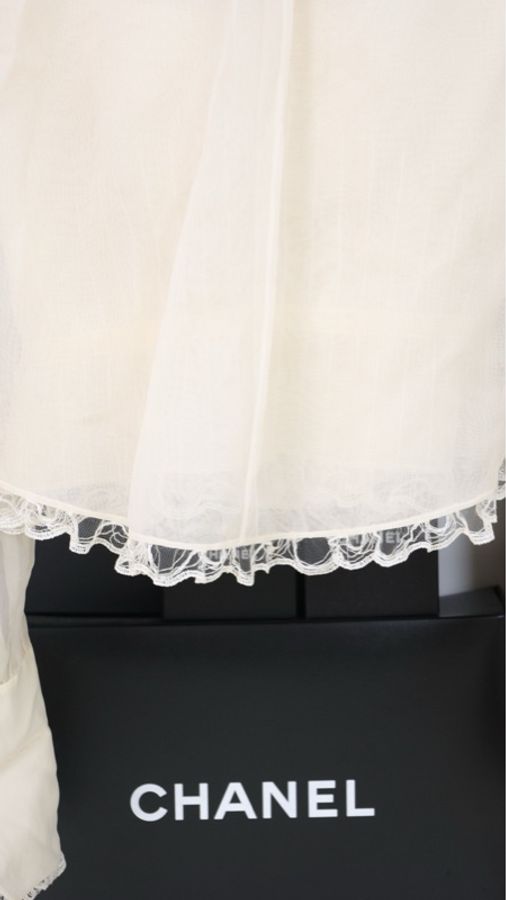 Chanel 08年高级手工坊系列奶白色重工蕾丝花边长袖衬衫-21