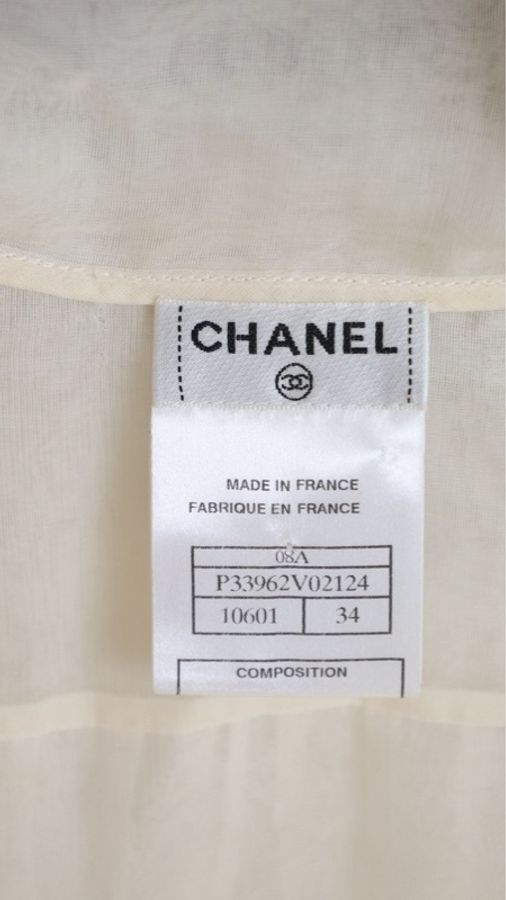 Chanel 08年高级手工坊系列奶白色重工蕾丝花边长袖衬衫-25