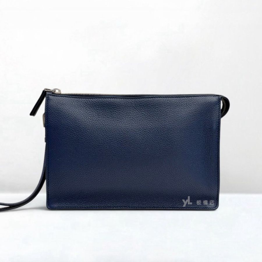 s4171-PRADA 藍牛皮手拿包-1