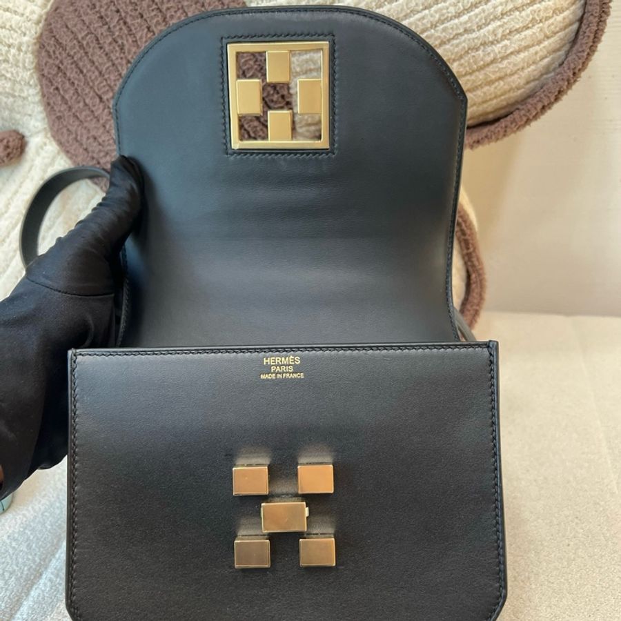 Hermes 愛馬仕 mini Mosaique馬賽克黑金斜背包-7