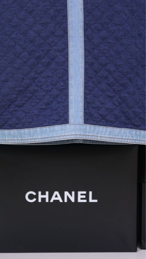 Chanel 20P春夏预告蓝色丹宁牛仔菱格纹钻扣四口袋外套-19