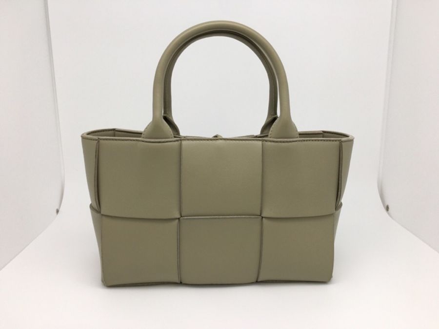 99新 葆蝶家/bottega veneta 迷你便編織托特包 鼠尾草綠 啞光牛皮編織通勤包 25×16×8-9