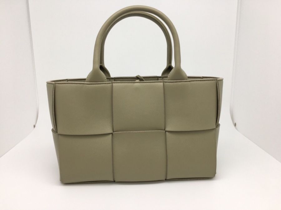 99新 葆蝶家/bottega veneta 迷你便編織托特包 鼠尾草綠 啞光牛皮編織通勤包 25×16×8-10