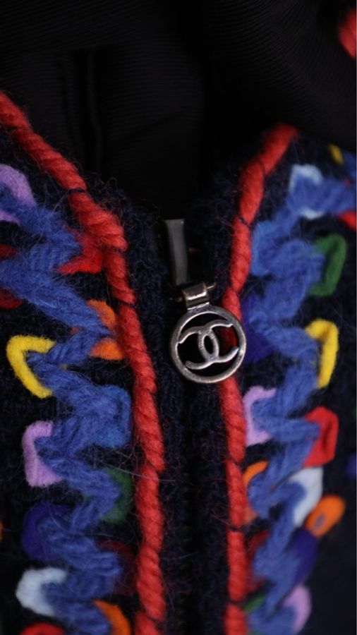 Chanel 97年秋冬秀款藏蓝色彩色球球亮片上衣外套-10