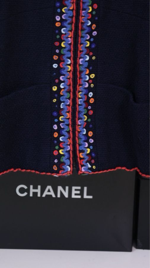Chanel 97年秋冬秀款藏蓝色彩色球球亮片上衣外套-22