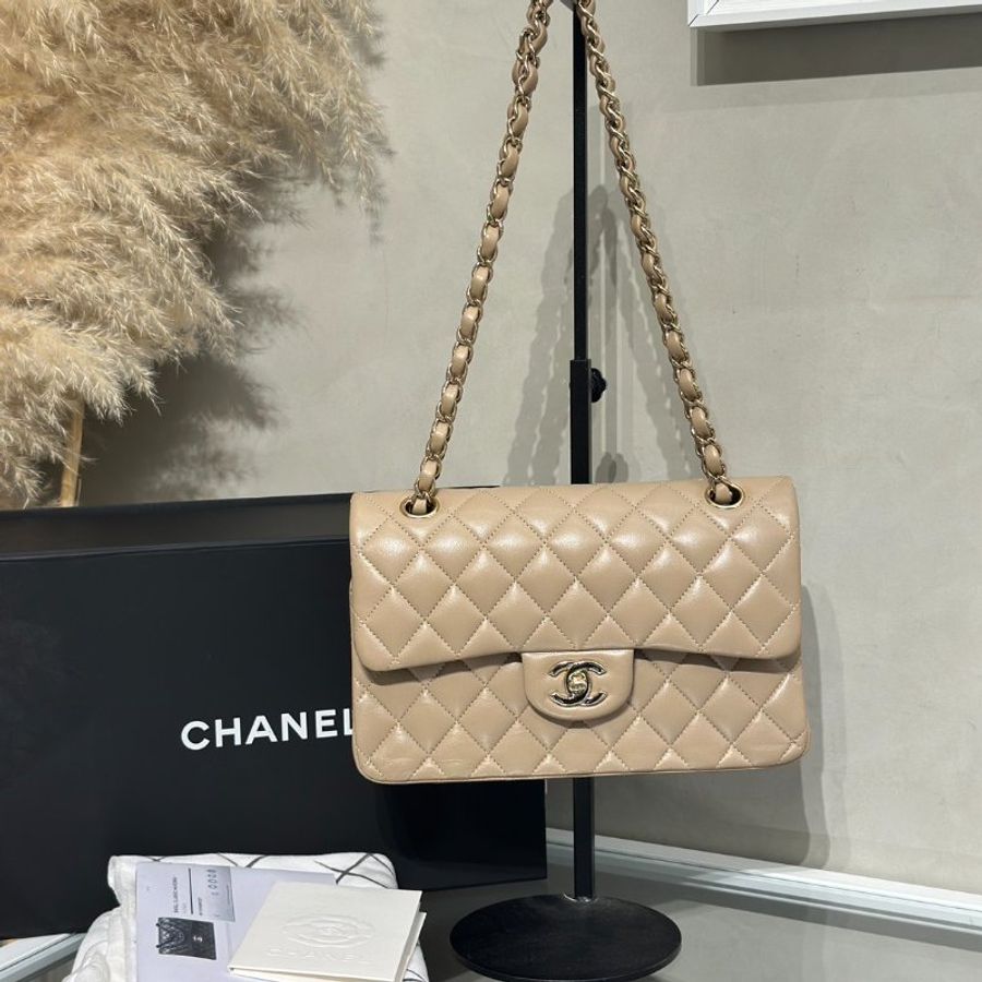 CHANEL 經典口蓋包 CF23 - 羊皮米金31開-11