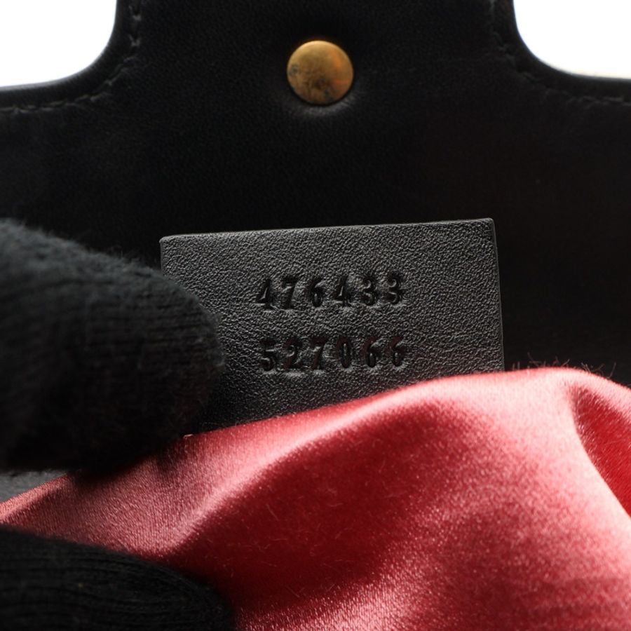GUCCI 古馳 GG Marmont Mini 肩背包 白/黑色 牛皮 476433-4