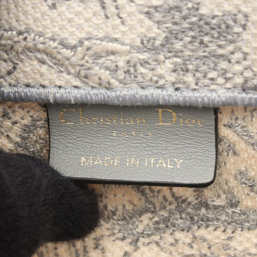 Dior BOOK TOTE 中型手提包 帆布 灰色 白色 二手 女士 Logo-3
