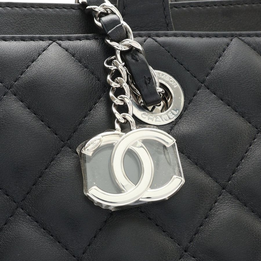 CHANEL 香奈兒 Shopping 鍊帶包 兩用包 黑色 菱格紋牛皮 A98683-6