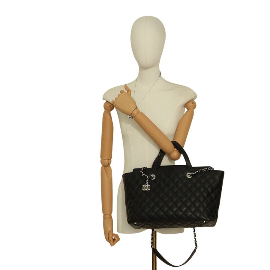 CHANEL 香奈兒 Shopping 鍊帶包 兩用包 黑色 菱格紋牛皮 A98683-8