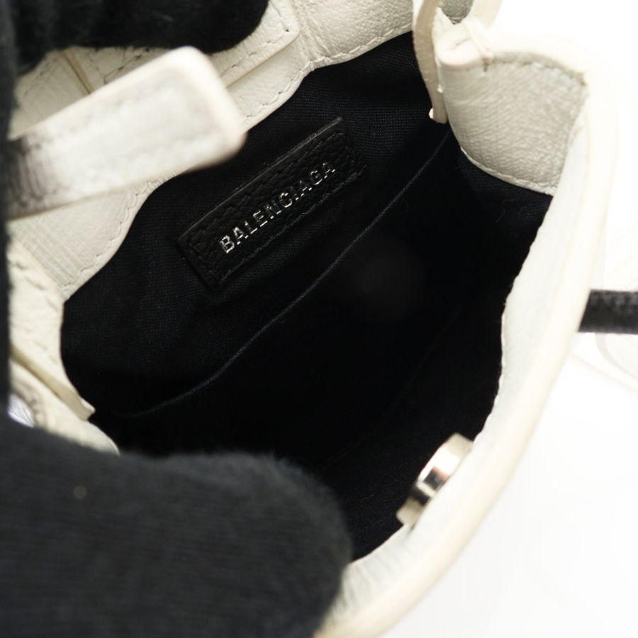 BALENCIAGA 巴黎世家 Shopping Phone Holder 兩用包 白色 牛皮 593826-2