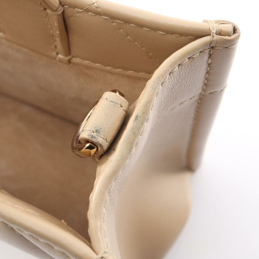 Dior Macro Cannage Book Tote Bag Mini Shoulder Hand Bag Leather Beige Used Women-5