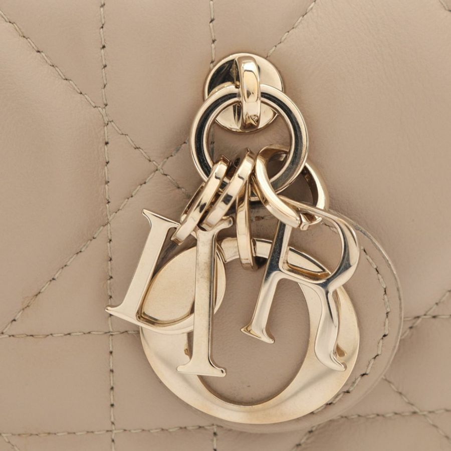 Dior Macro Cannage Book Tote Bag Mini Shoulder Hand Bag Leather Beige Used Women-7