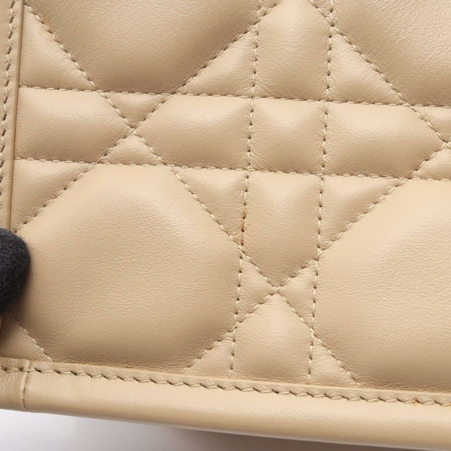 Dior Macro Cannage Book Tote Bag Mini Shoulder Hand Bag Leather Beige Used Women-10