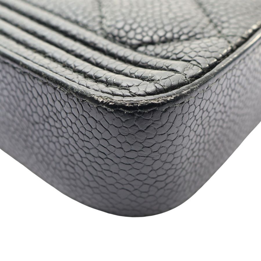 CHANEL 香奈兒 Boy Double Zip WOC 鍊帶包 肩背包 黑色 荔枝紋牛皮 A84069-10
