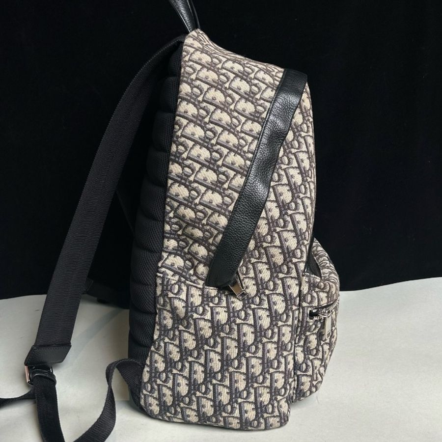 DIOR/迪奧 Rider系列 米黑色經典老花刺繡背包雙肩包-3