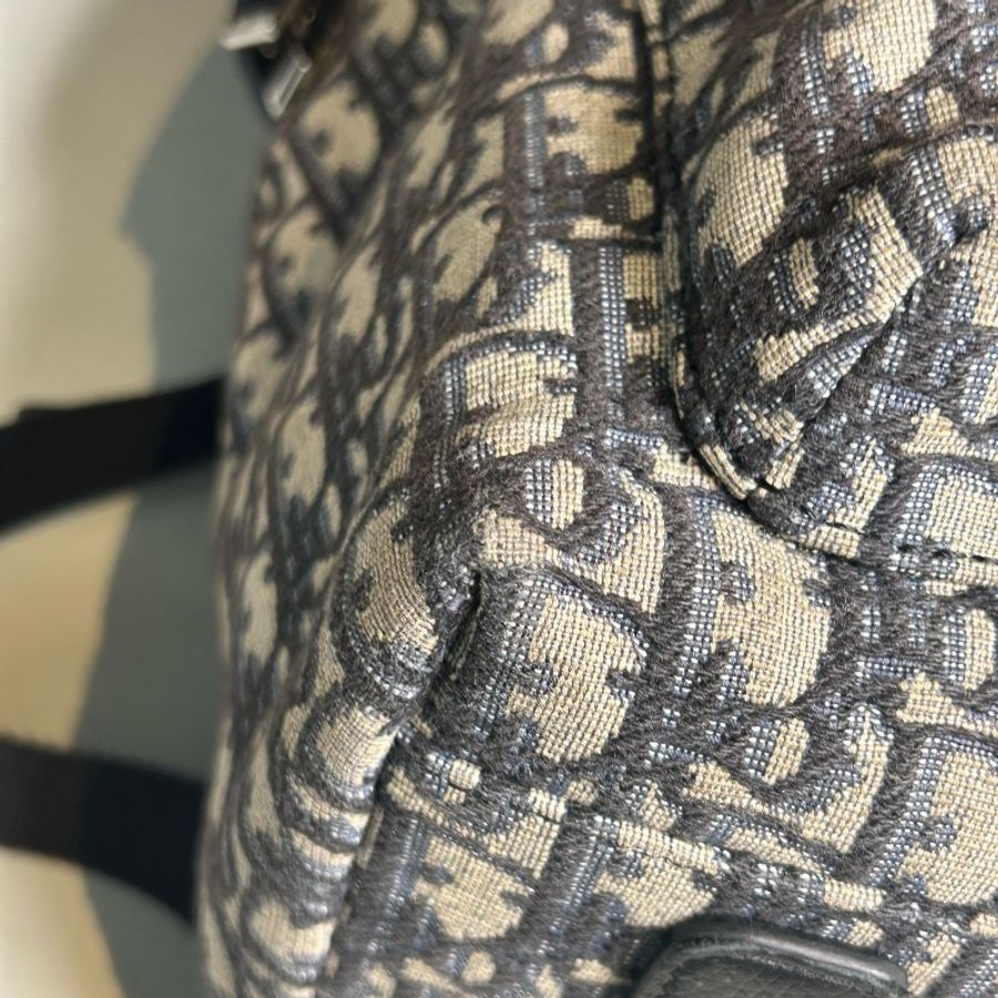 DIOR/迪奧 Rider系列 米黑色經典老花刺繡背包雙肩包-6