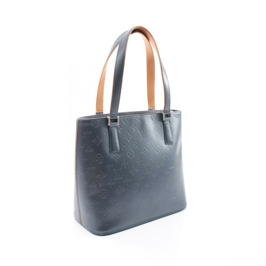 路易威登 Stockton 手提包 M55115 Monogram Matte 皮革海軍藍二手女士-1