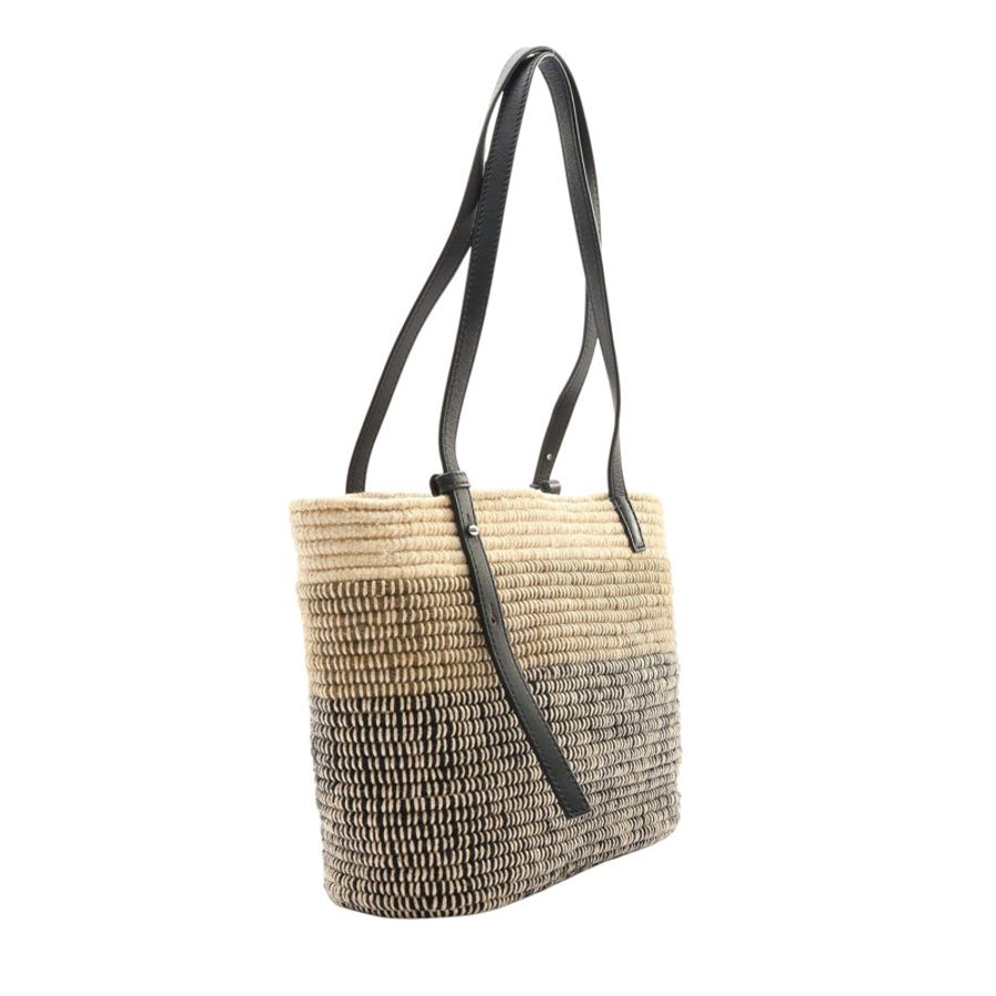 LOEWE 羅威 Small Square Basket 肩背包 米/黑色 羊毛編織 牛皮 A223099X04-1