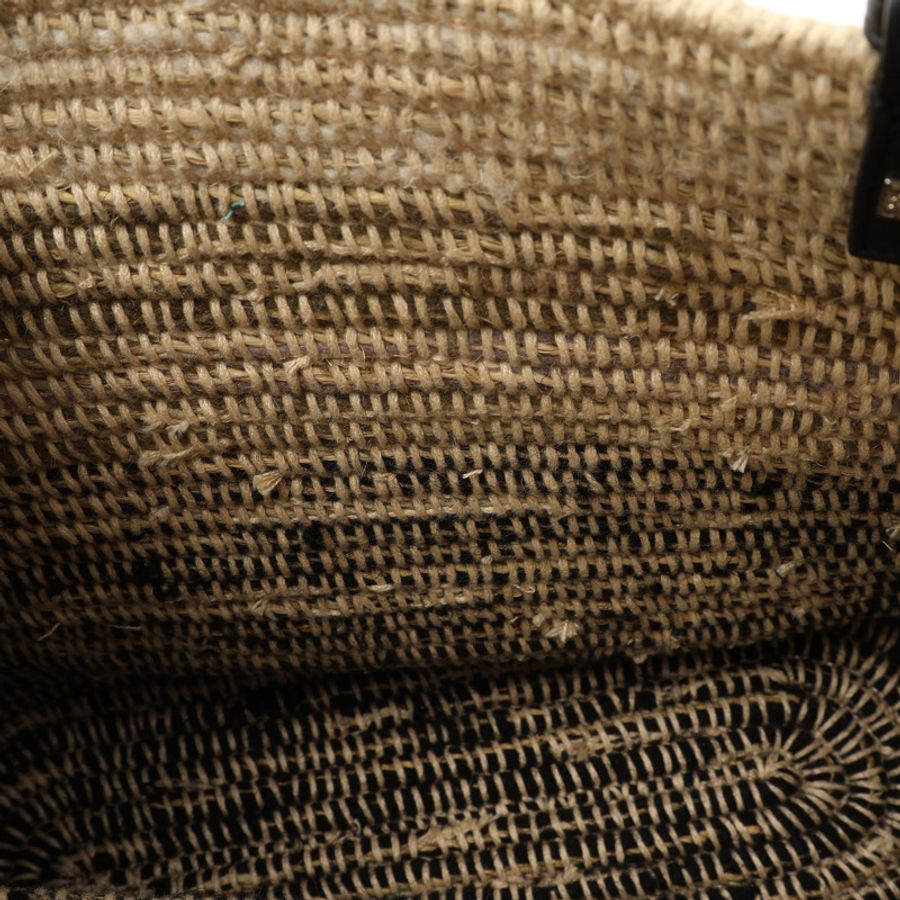 LOEWE 羅威 Small Square Basket 肩背包 米/黑色 羊毛編織 牛皮 A223099X04-9