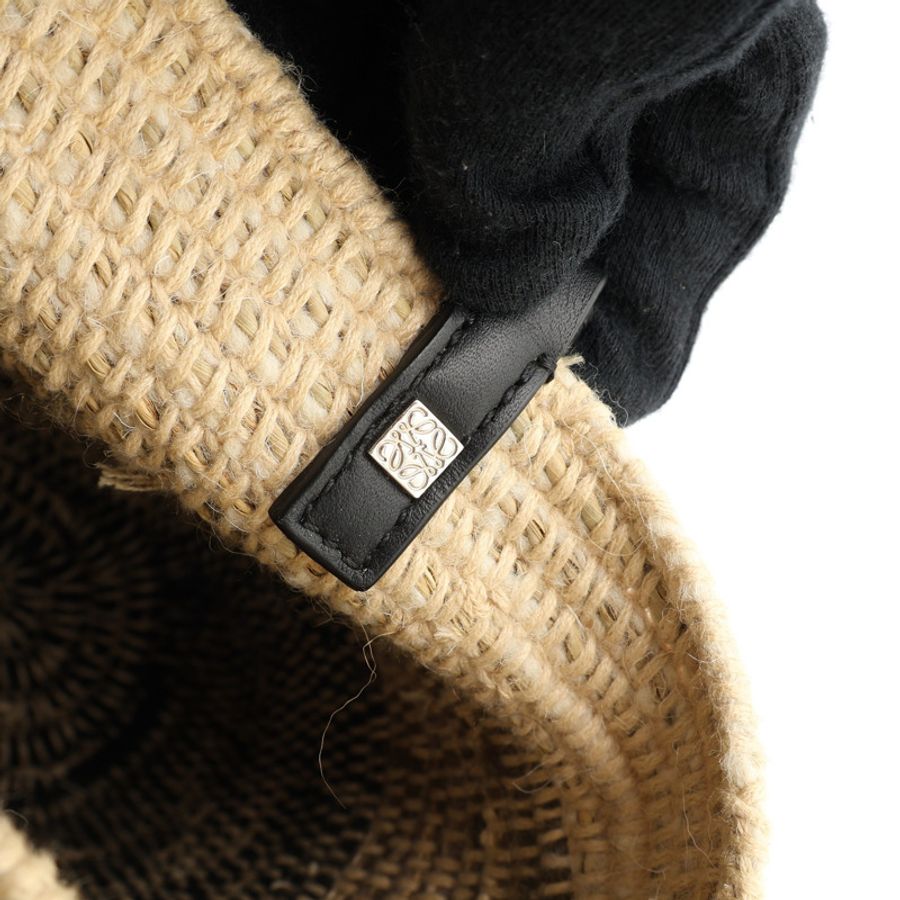 LOEWE 羅威 Small Square Basket 肩背包 米/黑色 羊毛編織 牛皮 A223099X04-10