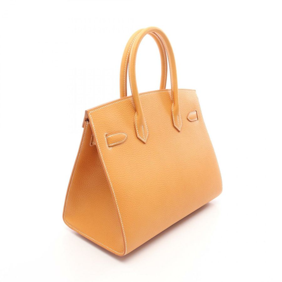 HERMES Birkin 30 Sellier 手提包 天然 Grenat 皮革 天然貂皮 GHW K-1