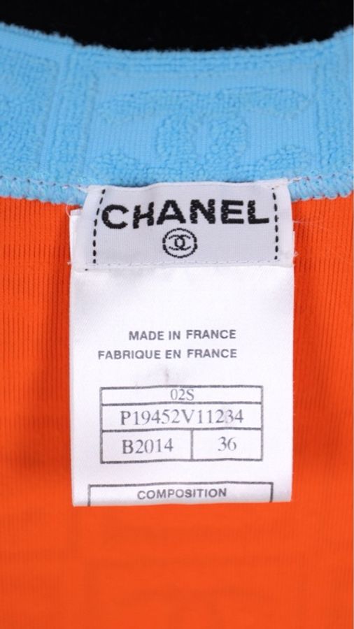 Chanel 02年运动方标系列橘蓝拼色短袖上衣-23