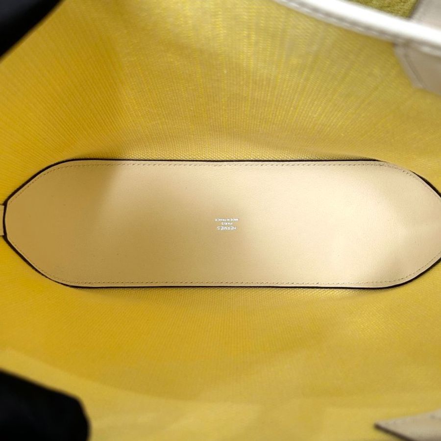 HERMES 帆布拼皮 Cabas27手提肩背包27*24*8.5 98新配件盒子 塵袋-6