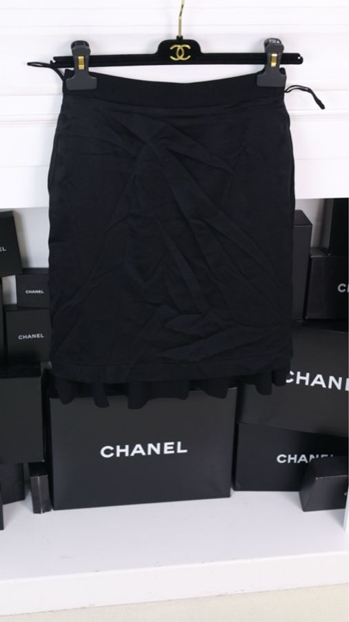 Chanel 95年黑色羊毛百褶裙半裙-6