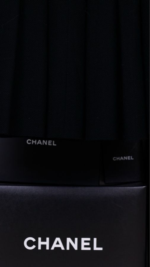 Chanel 95年黑色羊毛百褶裙半裙-9