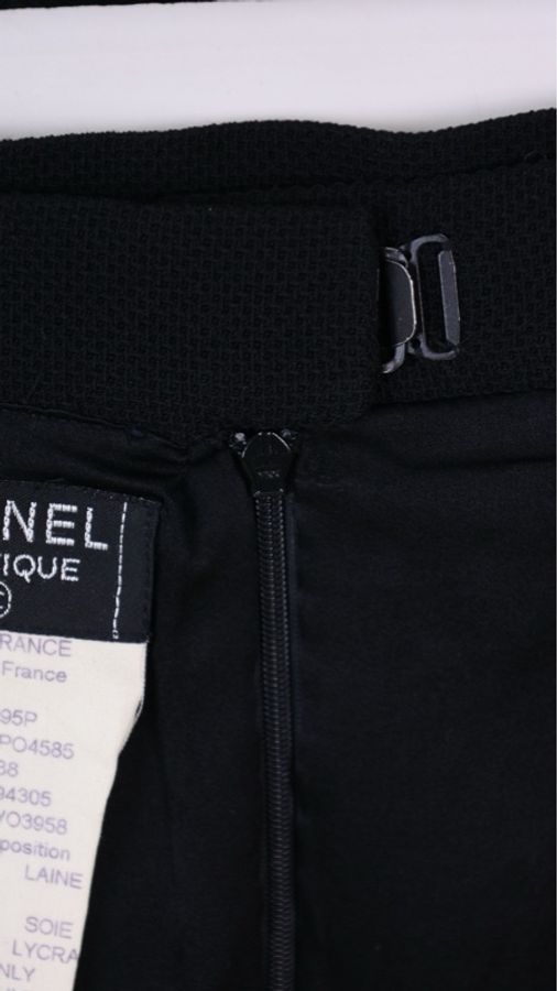Chanel 95年黑色羊毛百褶裙半裙-15