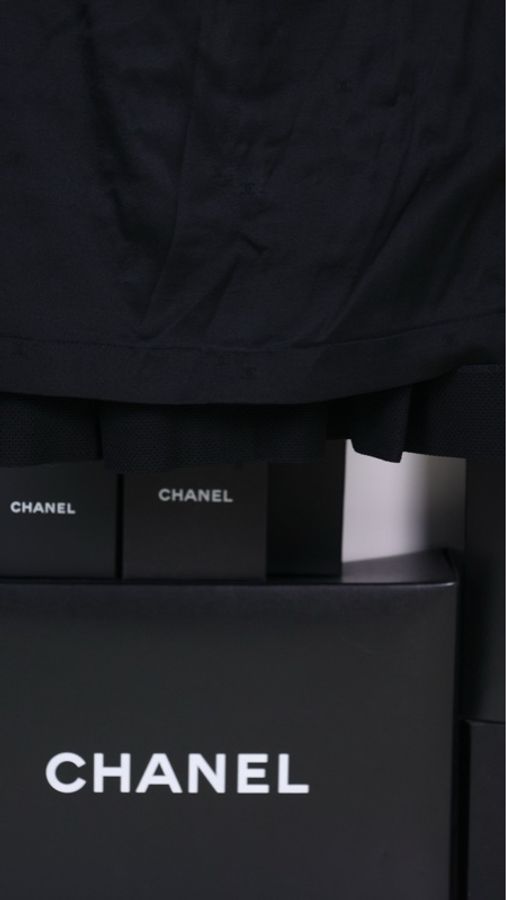 Chanel 95年黑色羊毛百褶裙半裙-16