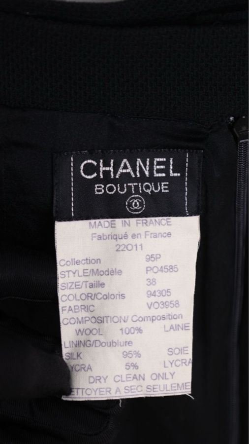 Chanel 95年黑色羊毛百褶裙半裙-20