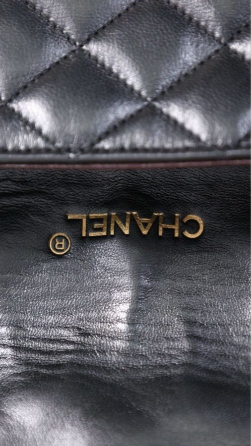 Chanel黑金牛皮书包扣菱格纹翻盖信封包单肩包-8